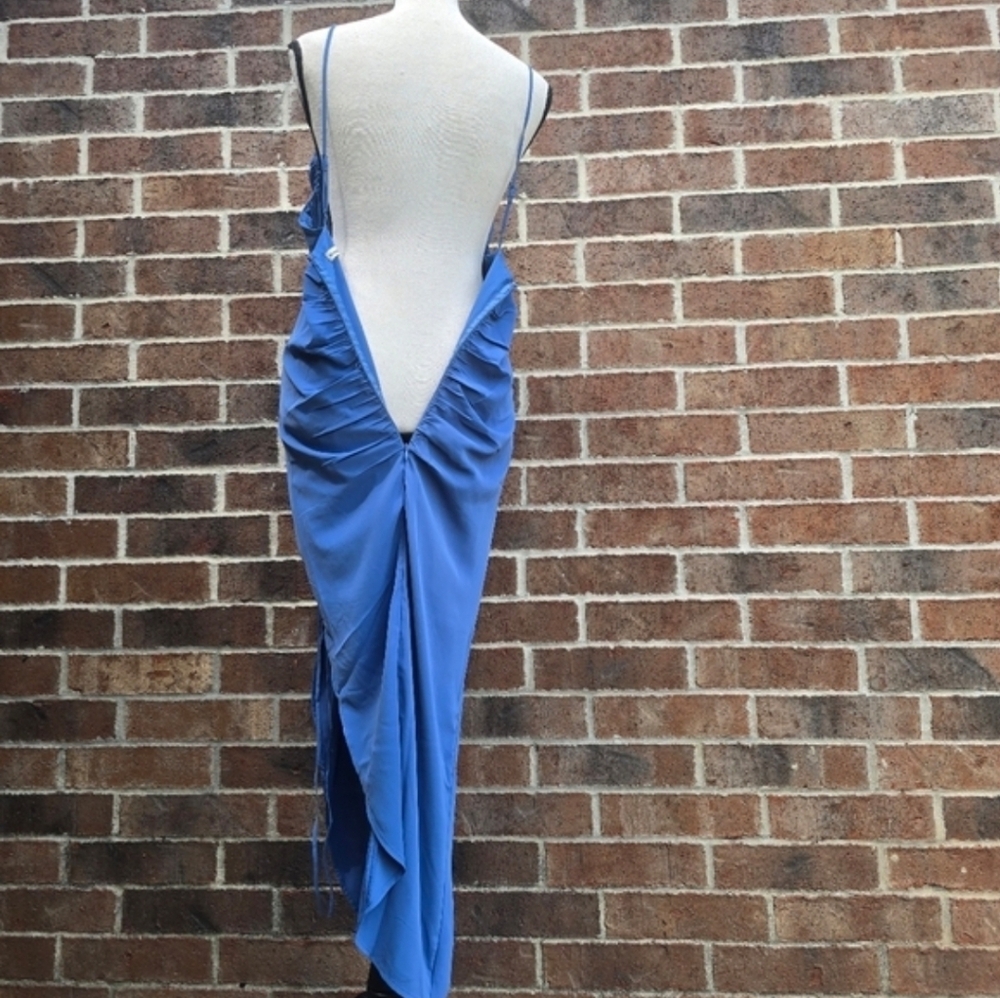 NWT Abercrombie & Fitch Blue One Shoulder Ruched Bodycon Dress Size S - Picture 3 of 11